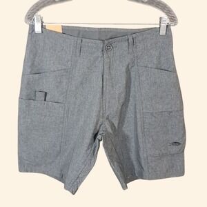 AFTCO Cargo Shorts Men 30 Diffuse M105 Gray Fishing UPF 40 Activewear Air O Mesh